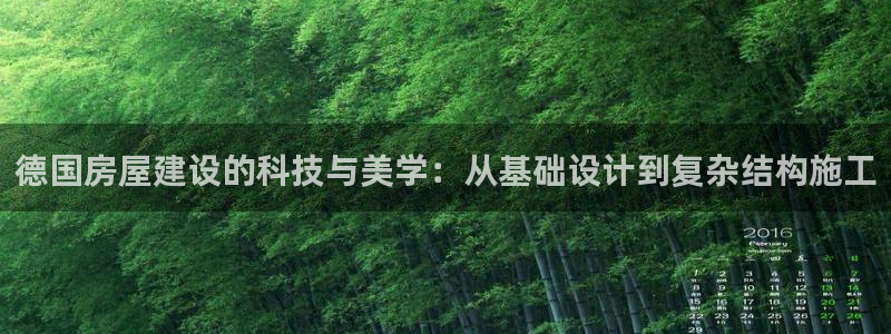 富联娱乐app更新不了：德国房屋建设的科技与美学：从基础设计到复杂结构施工
